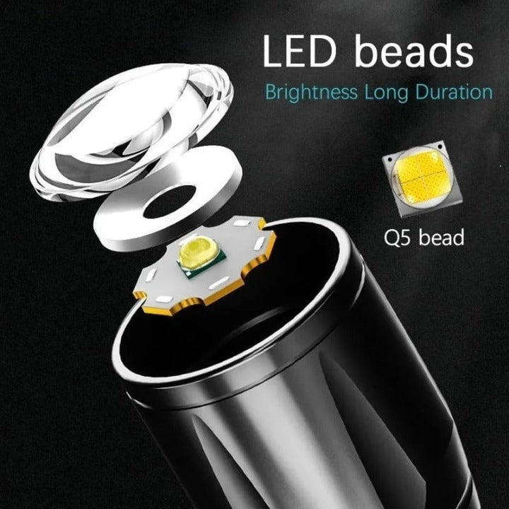Portable LED Flashlight – Mini Rechargeable Torch With Side Light & Waterproof - Metal Body Rs 300