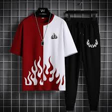New trendy fired printed black & white premium quality tracksuit for men and boys