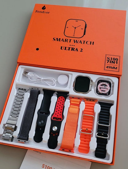 I20 Ultra Max suit Smart Watch 10 in 1 box 2.3inch large screen with 7 strips smartwatch With Airpords2 (random color)