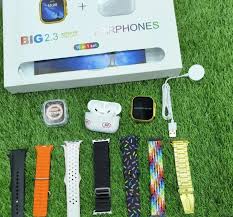 I20 Ultra Max suit Smart Watch 10 in 1 box 2.3inch large screen with 7 strips smartwatch With Airpords2 (random color)