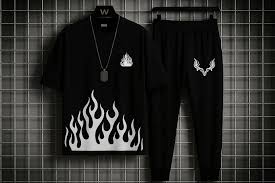 New trendy fired printed black & white premium quality tracksuit for men and boys