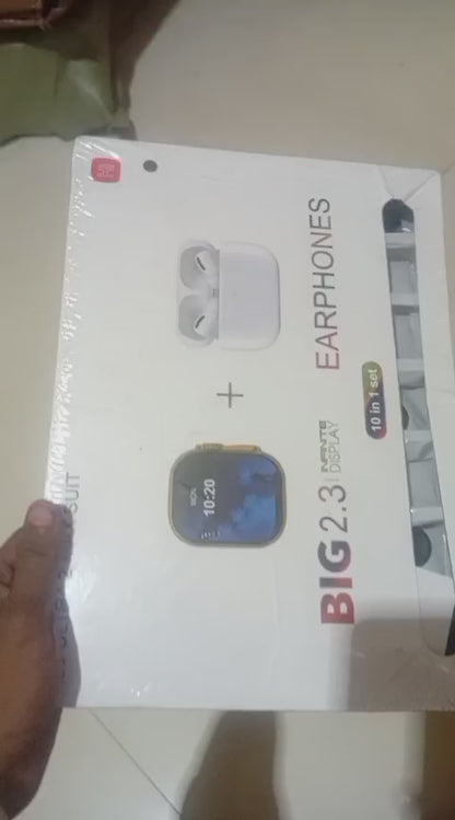 I20 Ultra Max suit Smart Watch 10 in 1 box 2.3inch large screen with 7 strips smartwatch With Airpords2 (random color)